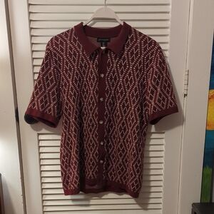 Men's Burgundy Patterned Sweater